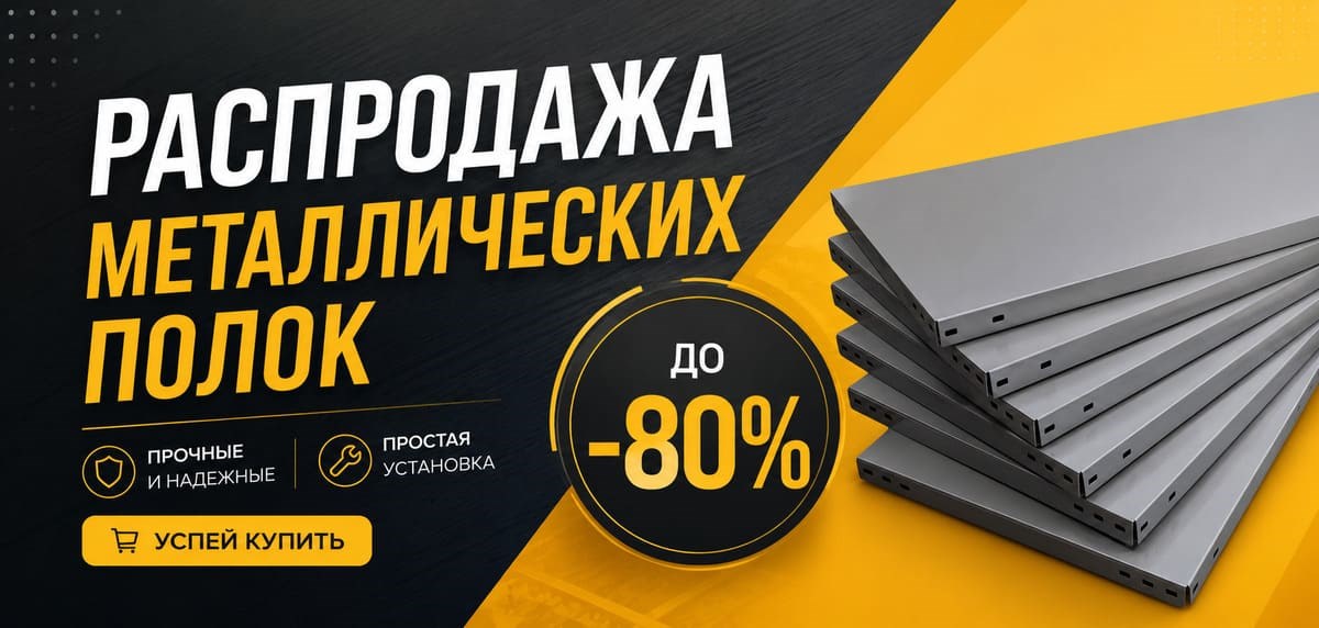 Распродажа уцененых полок для металлических стеллажей