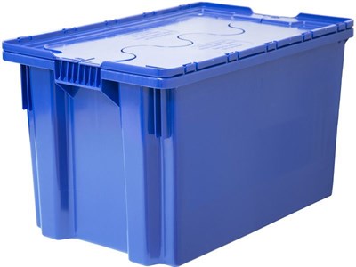 Ящик п/э 600х400х350 мороз. сплошной, с крышкой, Safe PRO цв. синий (603-1 SP м) - фото 42739