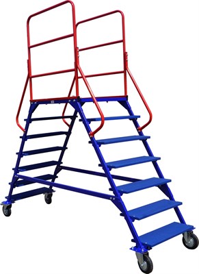 Передвижная мобильная лестница с двумя лестничными маршами ЛР 6.2 (6 ступеней 2 марша) 160-ср - фото 45039