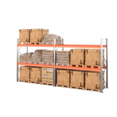 Две секции стеллажа металлического паллетного 3500х2700х1100 мм (70.1.5). Ярусы: пол+2 - фото 63638