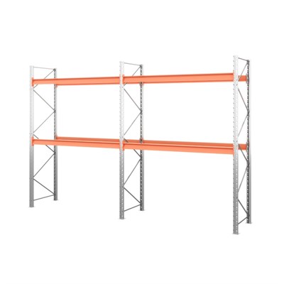 Две секции стеллажа металлического паллетного 3500х1800х1100 мм (85.1.5). Ярусы: пол+2 - фото 64216