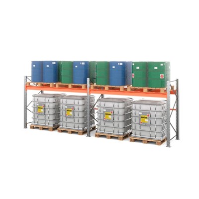 Две секции стеллажа металлического паллетного 2000х1800х1100 мм (100.1.5). Ярусы: пол+1 - фото 64338