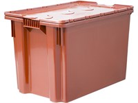 Ящик п/э 600х400х400 мороз. сплошной, с крышкой, Safe PRO цв. оранжевый (605-1 SP м)
