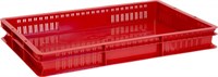 Ящик п/э 600х400х75 дно сплошное, стенки перфорированные цв. красный (423-1)