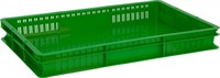 Ящик п/э 600х400х75 дно сплошное, стенки перфорированные цв. зелёный (423-1)