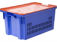 Ящик п/э 600х400х300 дно сплошное, стенки перфорированные, с оранжевой крышкой, Safe PRO цв. синий (602-1 SP)