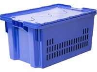 Ящик п/э 600х400х300 мороз. дно сплошное, стенки перфорированные, с крышкой, Safe PRO  цв. синий (602-1 SP м)