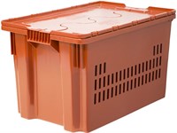 Ящик п/э 600х400х350 мороз. дно сплошное, стенки перфорированные, с крышкой, Safe PRO цв. оранжевый (604-1 SP м)
