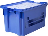 Ящик с крышкой п/э 600х400х350 дно спл. стенки перф., синий морозостойкий (604-1 SP м)
