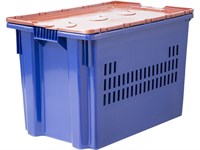 Ящик п/э 600х400х400 дно сплошное, стенки перфорированные, с оранжевой крышкой, Safe PRO цв. синий (606-1 SP)