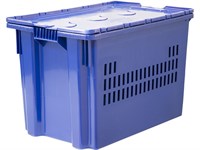 Ящик п/э 600х400х400 мороз. дно сплошное, стенки перфорированные, с крышкой, Safe PRO цв. синий (606-1 SP м)