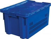 Ящик п/э 600х400х300 мороз. дно сплошное, стенки перфорированные, с крышкой цв. синий (602-1 м)