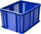 Ящик п/э 400х300х230 дно сплошное, стенки перфорированные, с внешней ручкой цв. синий (703.02.02) - фото 42733