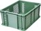 Ящик п/э 400х300х180 дно сплошное, стенки перфорированные, с внешней ручкой цв. зелёный (702.02.02) - фото 42750