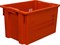 Ящик п/э 600х400х350 дно сплошное, стенки перфорированные цв. красный (604) - фото 43846
